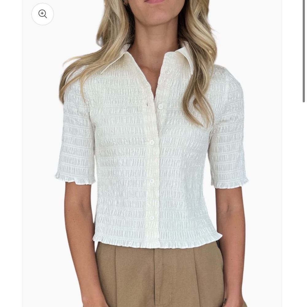 Veronica Beard Cream Textured Button Down Shirt
